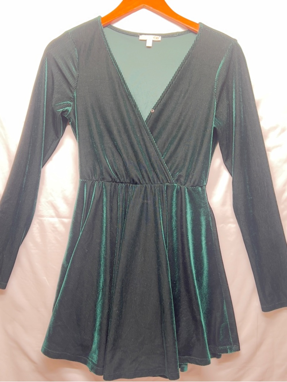 GB‎ girls Emerald Green Long Sleeve Faux-Wrap Skater Dress